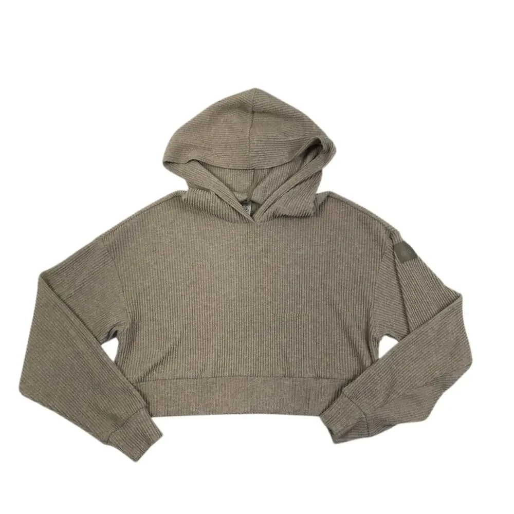 ALO YOGA Muse Ribbed Knit Cropp Hoodie Sz S Athletic Everyday Outdoor City Chic